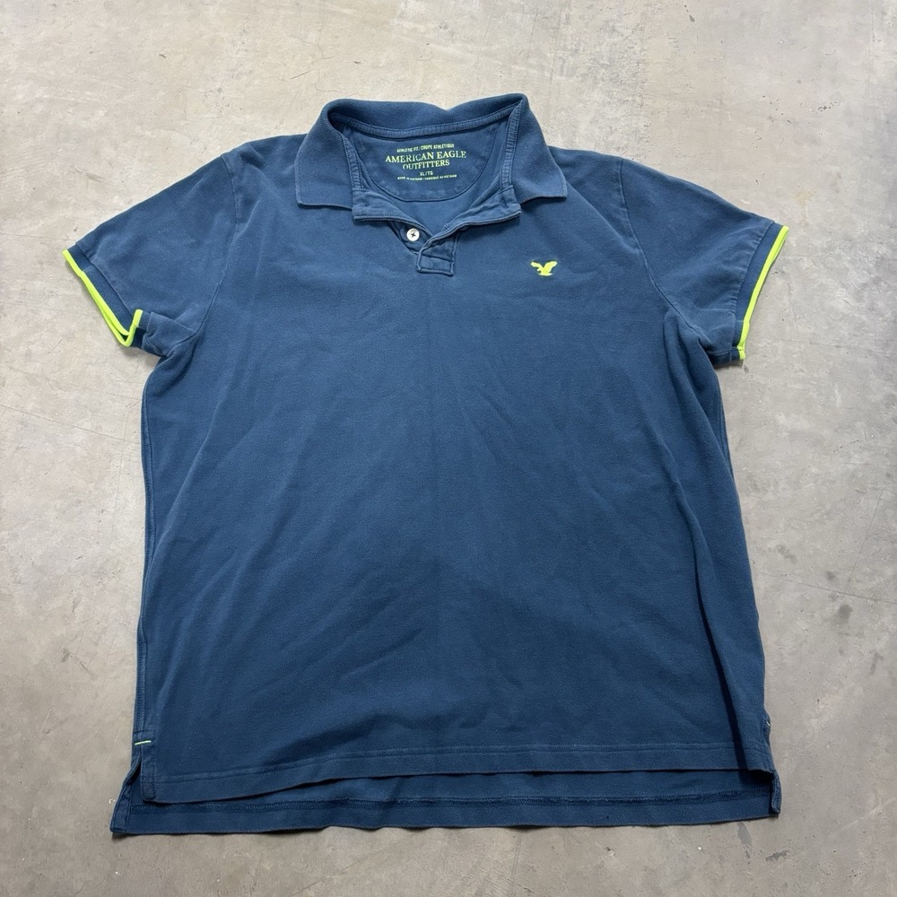 American Eagle Outfitters Navy Polo with Lime Accent